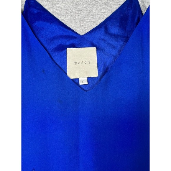 Mason Womens Sleeveless Tiered High Low Dress Blue Size 2 Silk - Picture 4 of 14